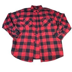 Ecko Unltd Flannel Shirt Men's Sz 3XB Button Down Red Black Plaid Lumberjack